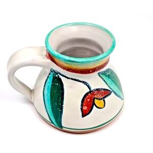 Vintage Pottery Mug Art No Spill Wide Bottom Coffee Tea Signed By Artist

.